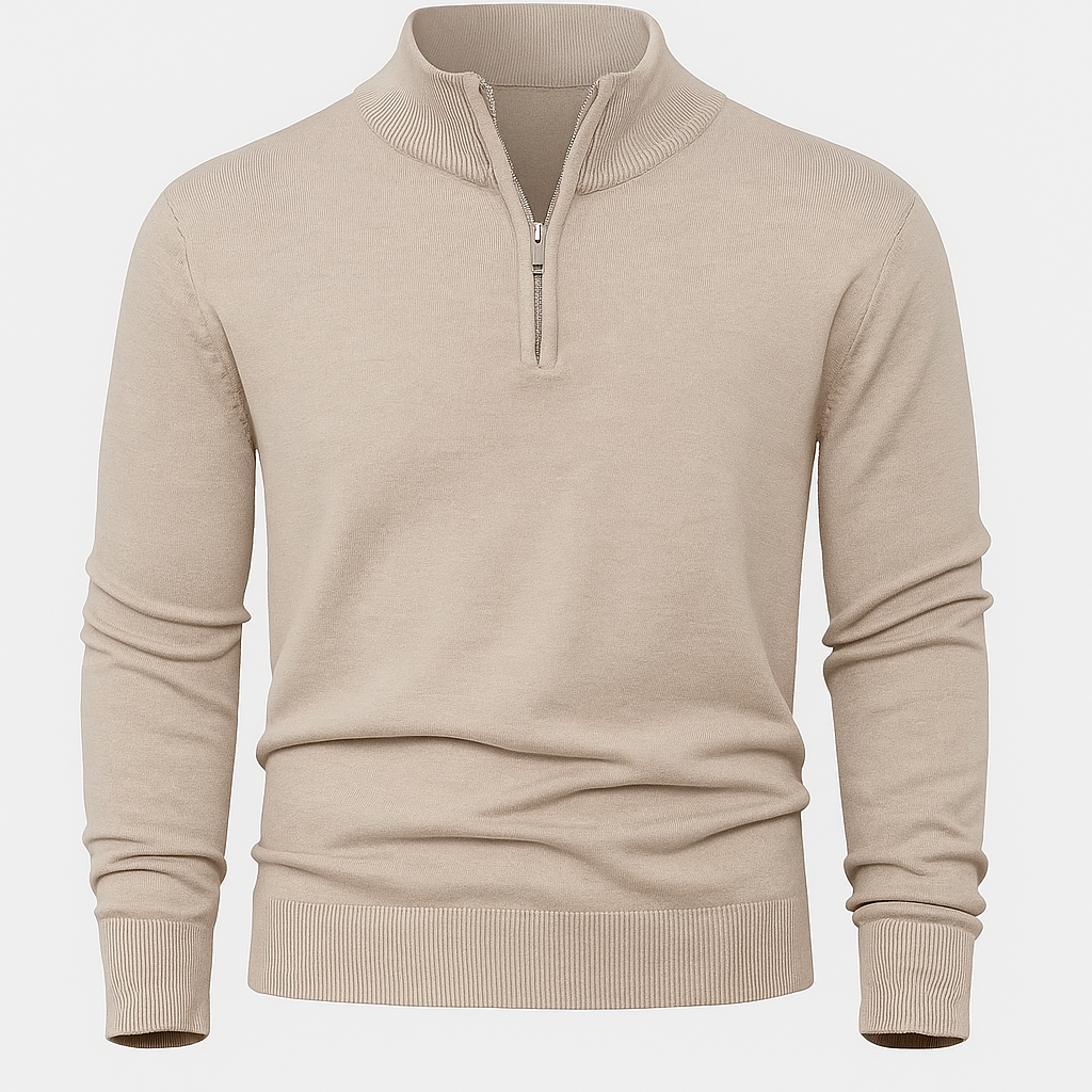Lightweight jumper with half zip and ribbed cuffs