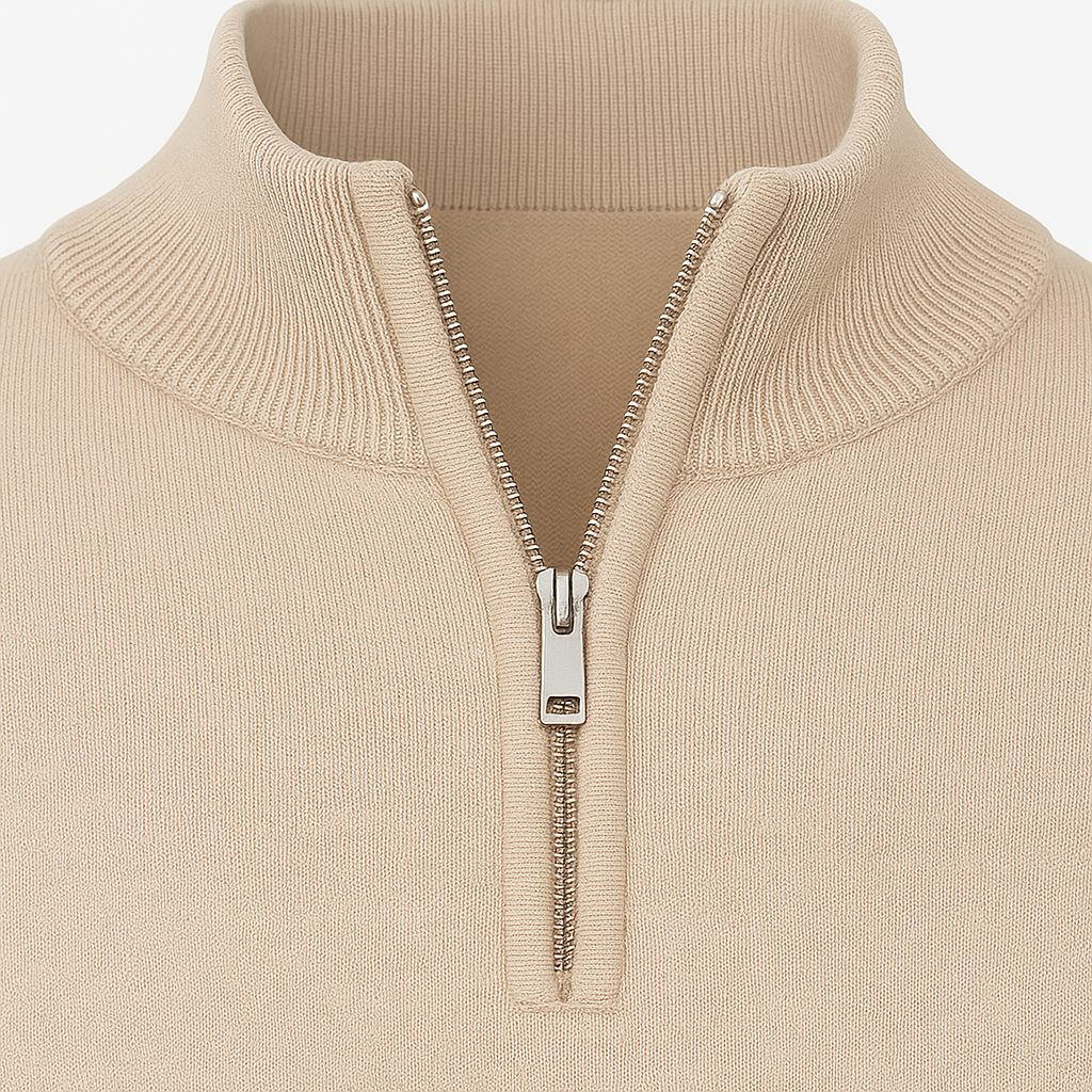 Lightweight jumper with half zip and ribbed cuffs