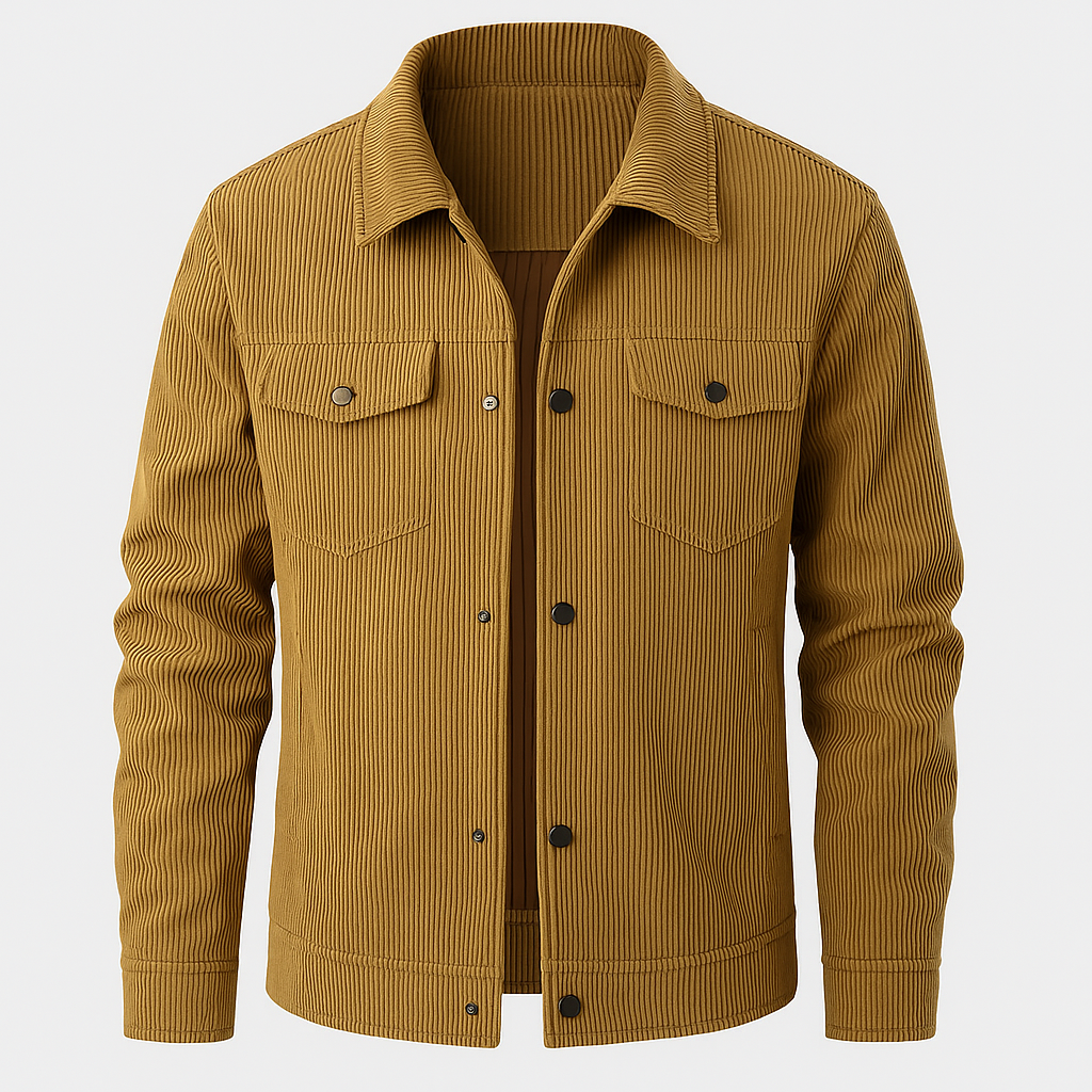 Corduroy jacket with button fastening and chest pockets