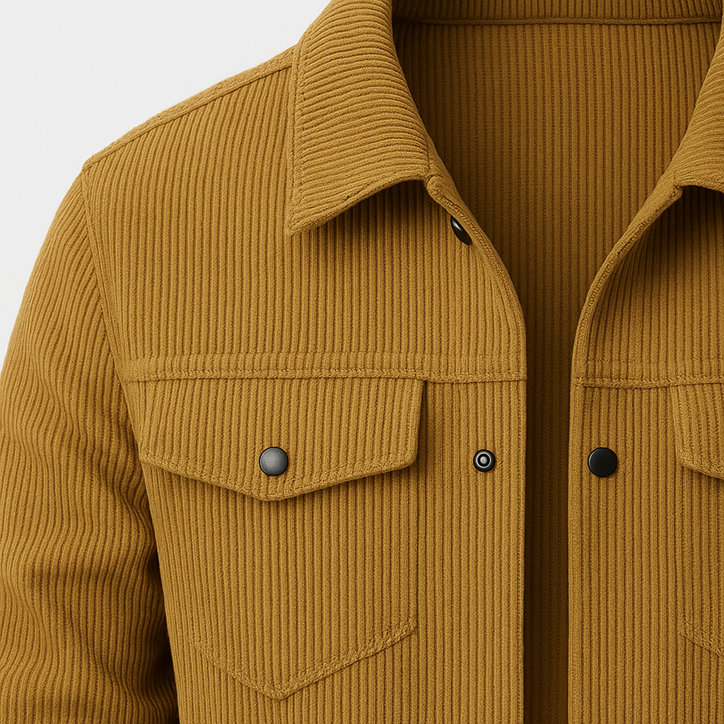 Corduroy jacket with button fastening and chest pockets