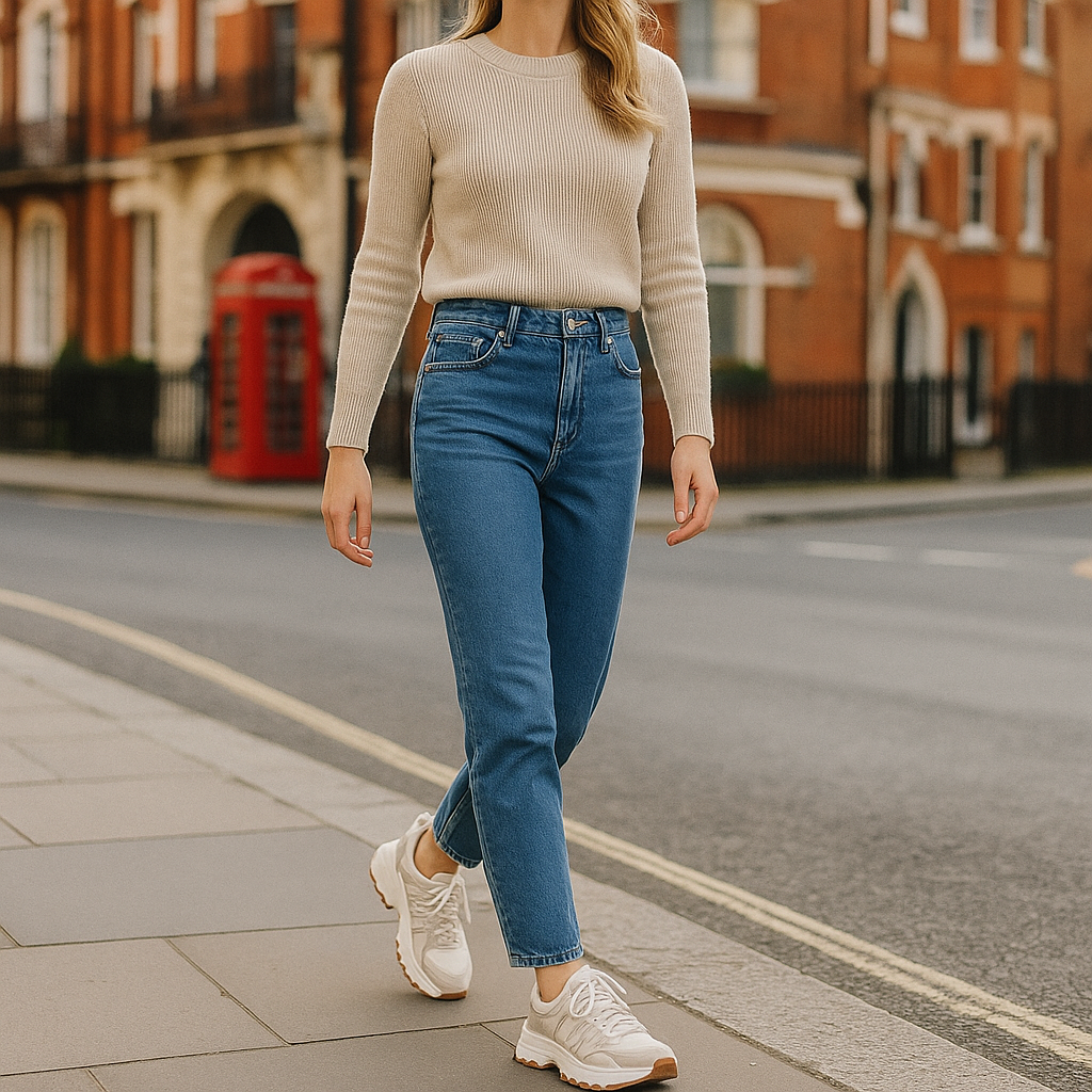 Chunky sneaker with lace-up closure, mesh panels, and thick textured sole.